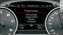 Display: Beispiel für Sparhinweis